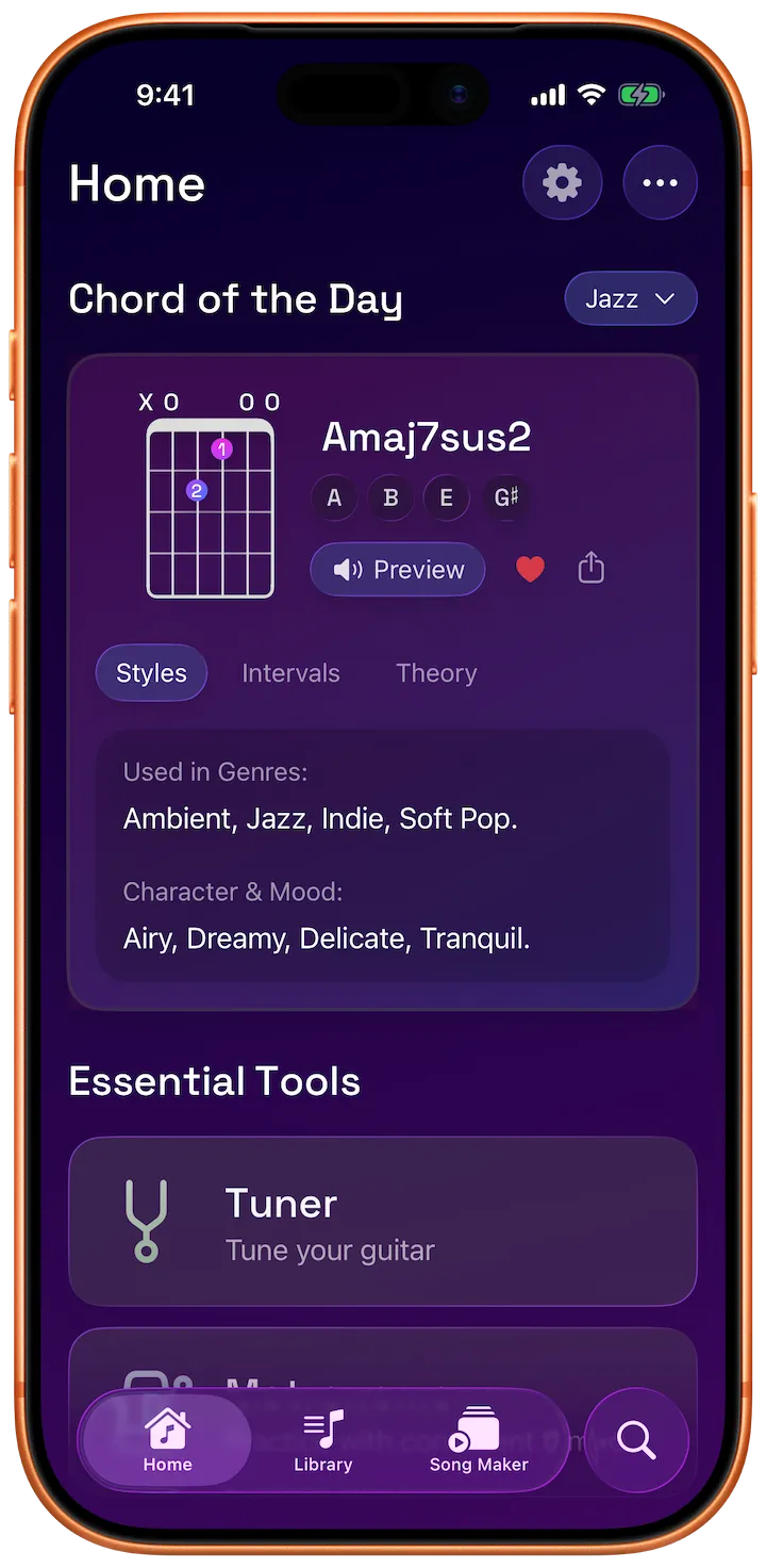 The Go-To App for Guitarists App Interface